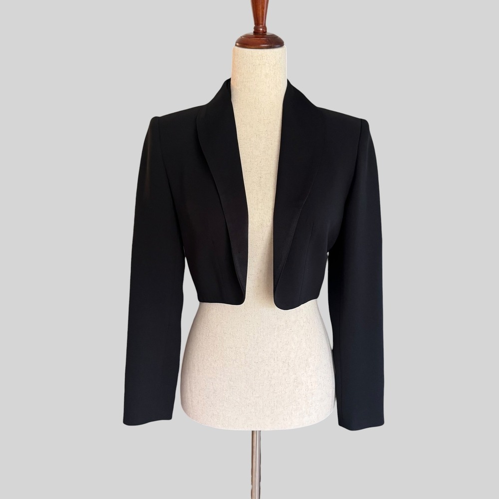Andrea Polizzi Rex Lester Neiman Marcus Black Cropped Tuxedo Jacket P Sz 2 4 VTG